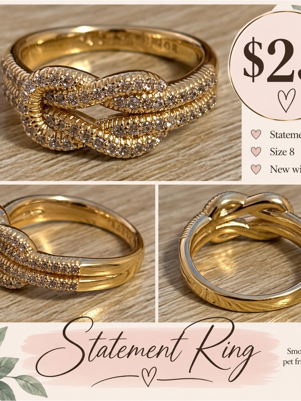 Twist Knot Statement Ring - Size 8